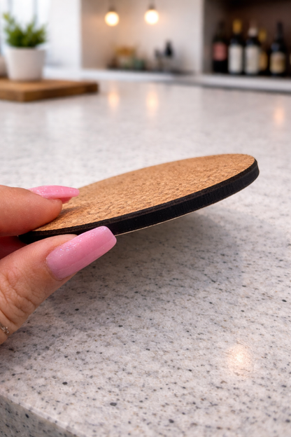 10 Count of 4" Coasters with Cork Back with any design