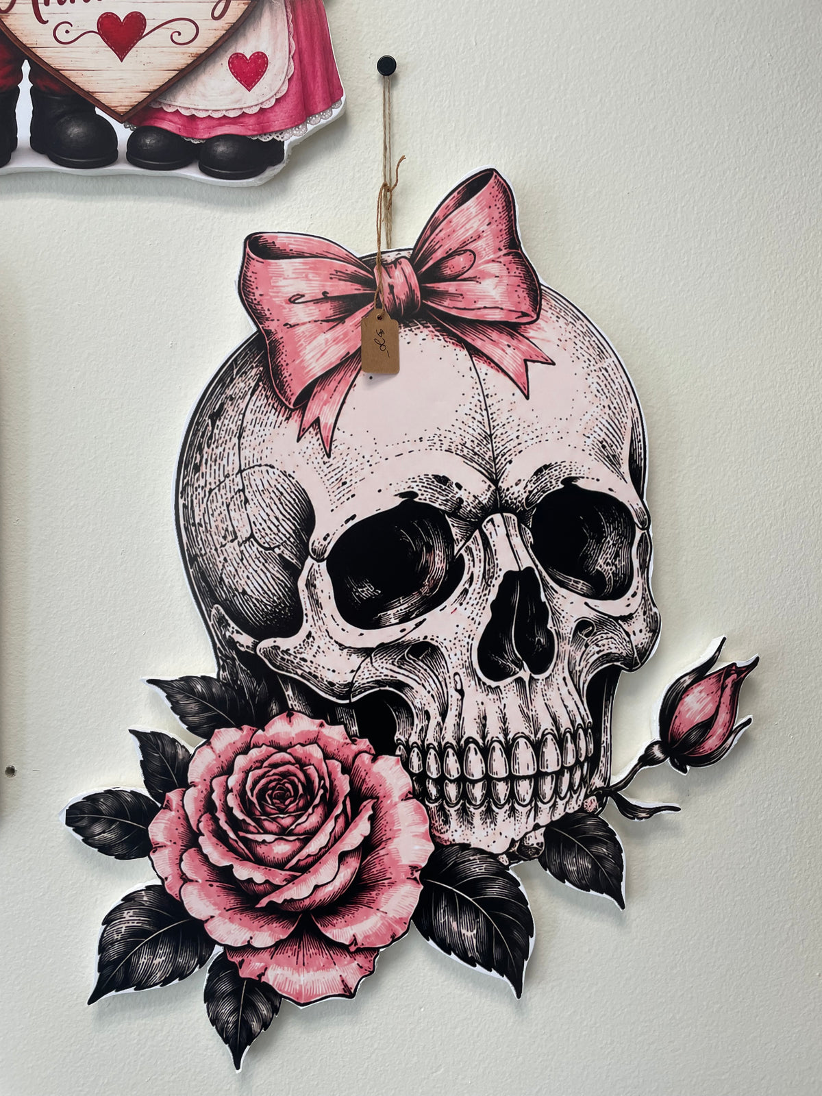 Cute Pink Bow Flower Skull Prop