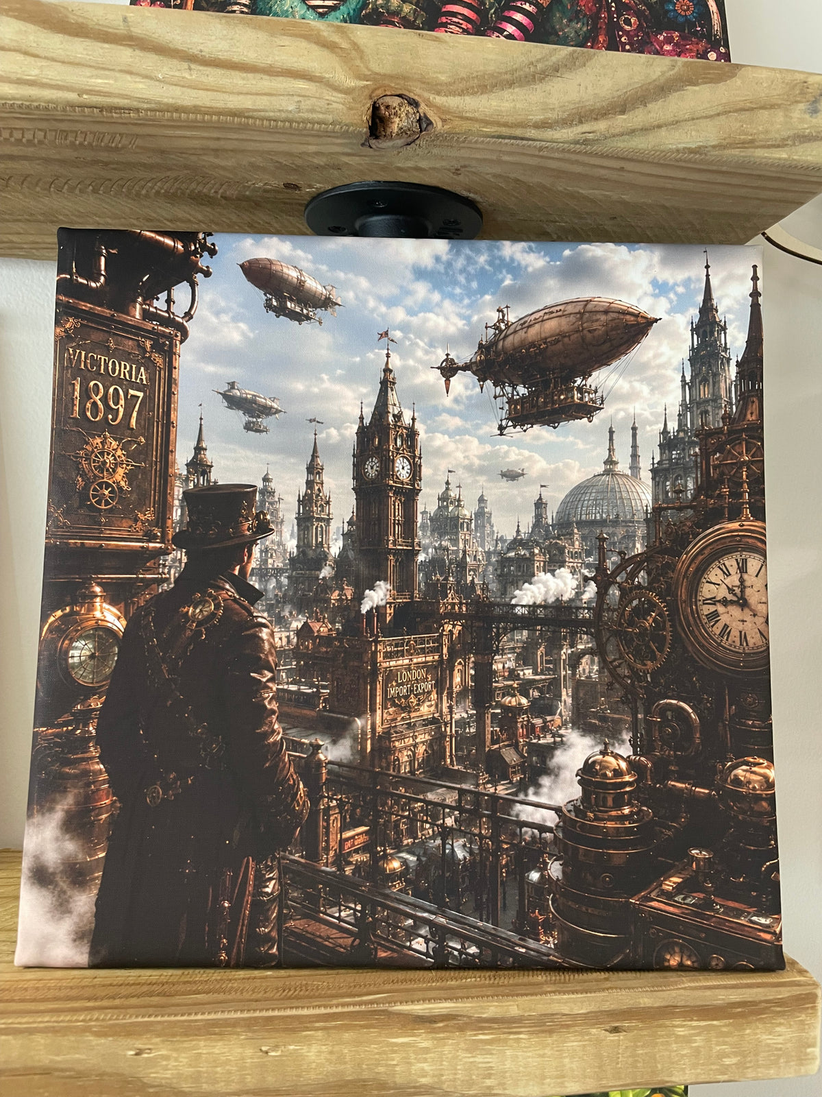 Time Traveler Steam Punk World Art 12x12 canvas picture