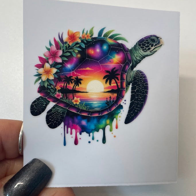Coastal Sea Turtle Sticker UV DTF