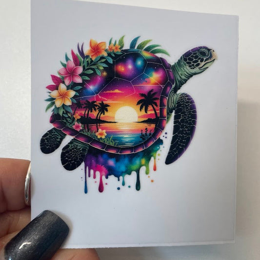 Coastal Sea Turtle Sticker UV DTF