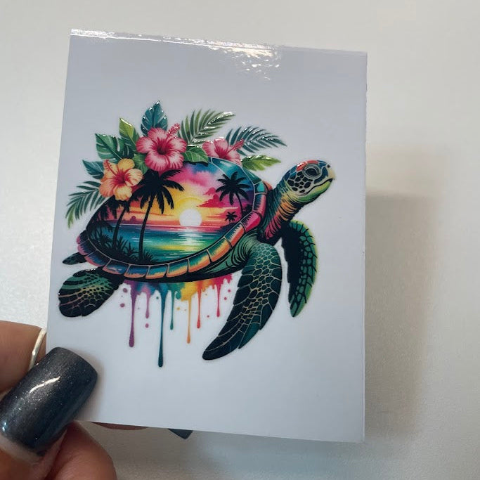 Coastal Sea Turtle Sticker UV DTF