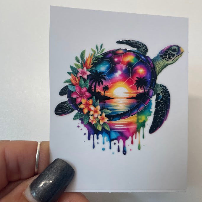 Coastal Sea Turtle Sticker UV DTF