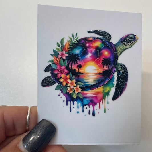 Coastal Sea Turtle Sticker UV DTF