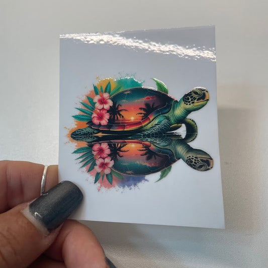 Coastal Sea Turtle Sticker UV DTF