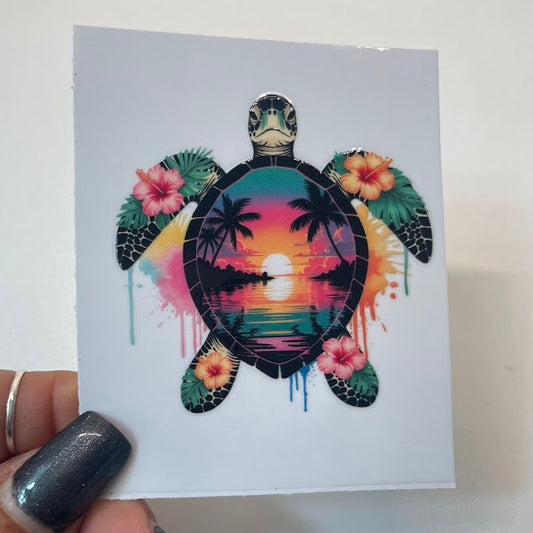 Coastal Sea Turtle Sticker UV DTF