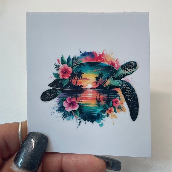 Coastal Sea Turtle Sticker UV DTF