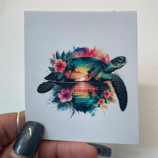 Coastal Sea Turtle Sticker UV DTF