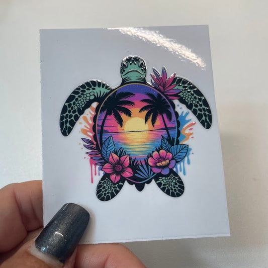 Coastal Sea Turtle Sticker UV DTF
