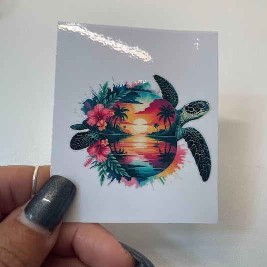 Coastal Sea Turtle Sticker UV DTF