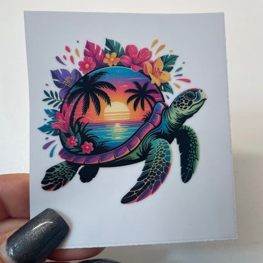 Coastal Sea Turtle Sticker UV DTF