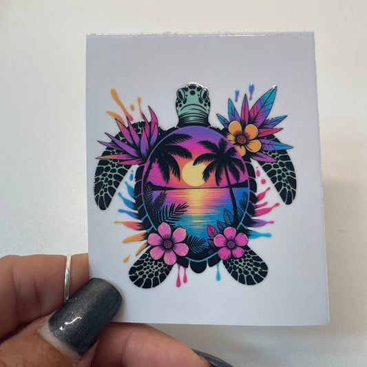 Coastal Sea Turtle Sticker UV DTF