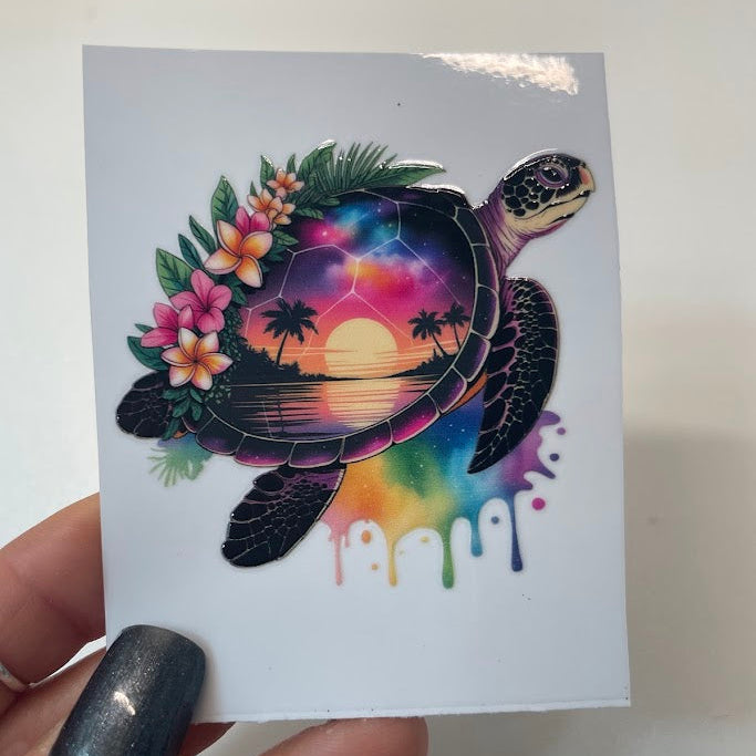 Coastal Sea Turtle Sticker UV DTF