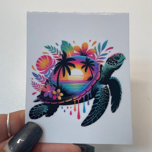 Coastal Sea Turtle Sticker UV DTF